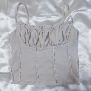 Ruffle Trim Bustier White Tank